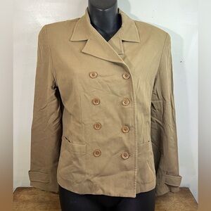 Vintage 90s Ann Taylor loft tan size 8 blazer, double button rayon/wool blend